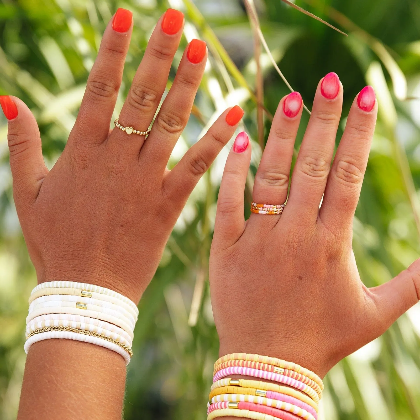 Gold Heart Bead Stretch Ring