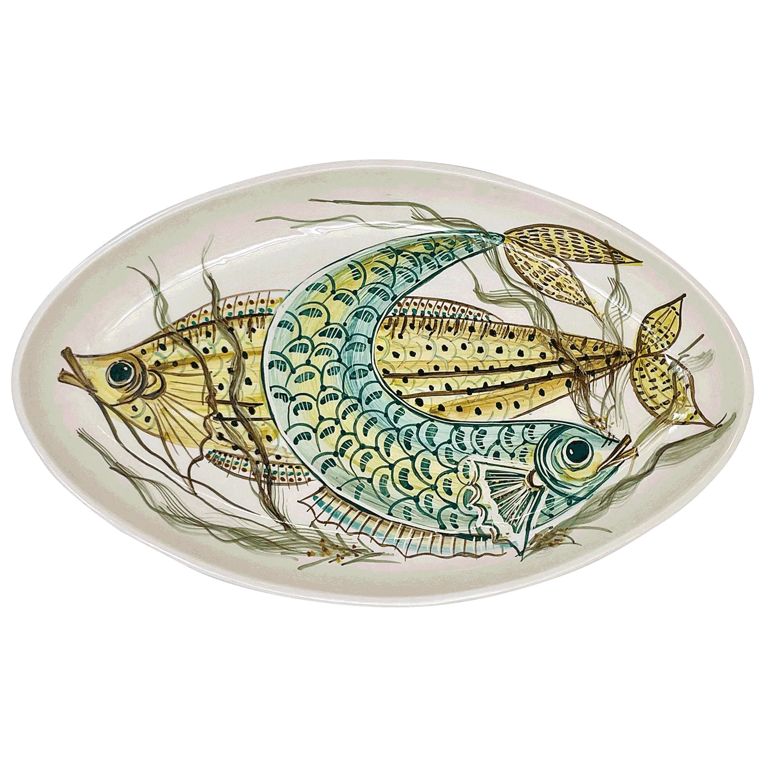 Large Yellow Aldo Fish Oval Platter
