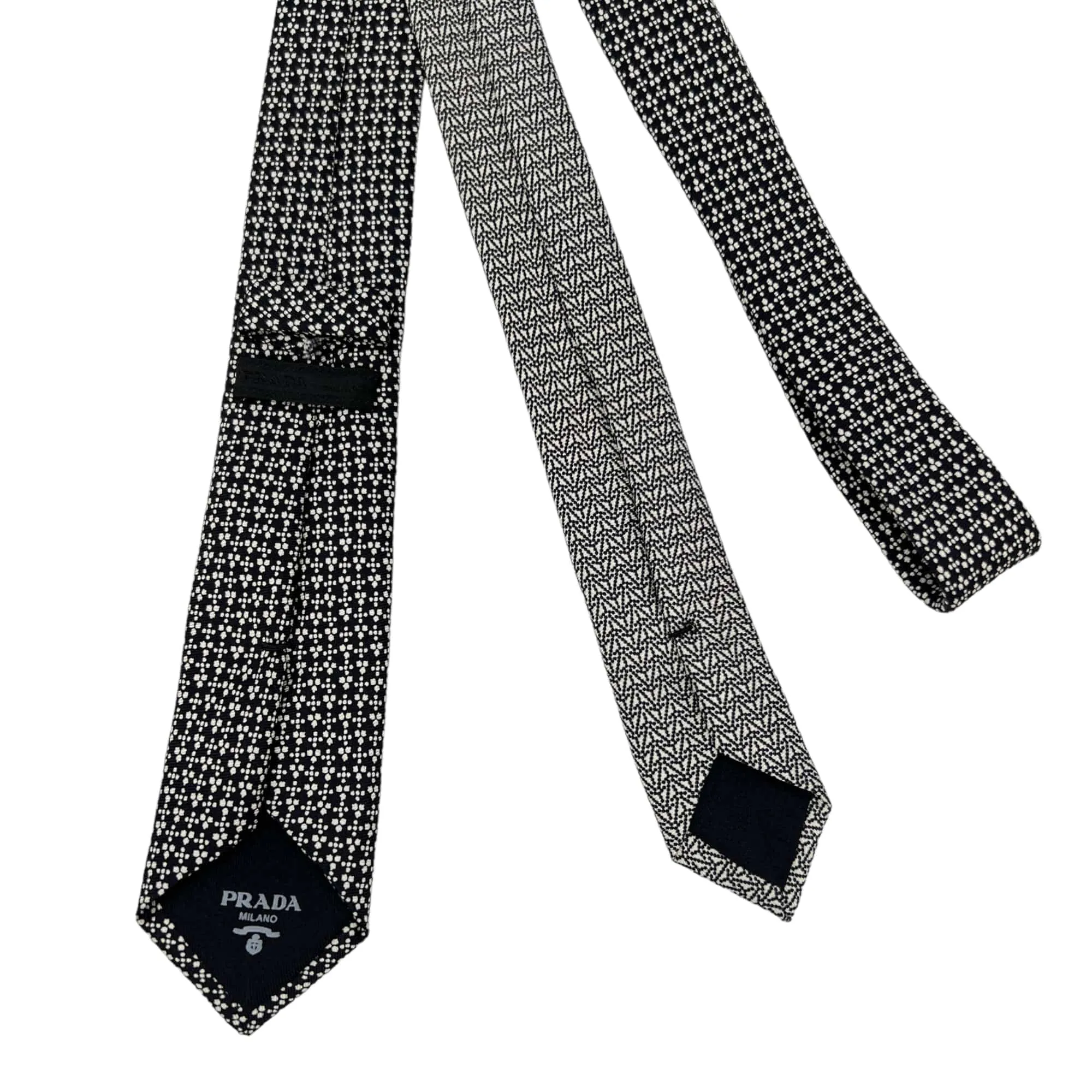 PRADA Silk Print Tie - Black & White